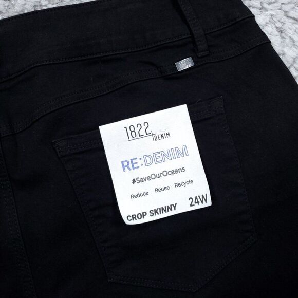 1822 Denim Crop Skinny Jeans Stretch Black Women's Plus Size 24W Re:Denim - Picture 4 of 10